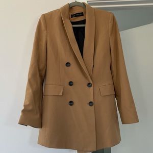 Zara double breasted blazer in camel